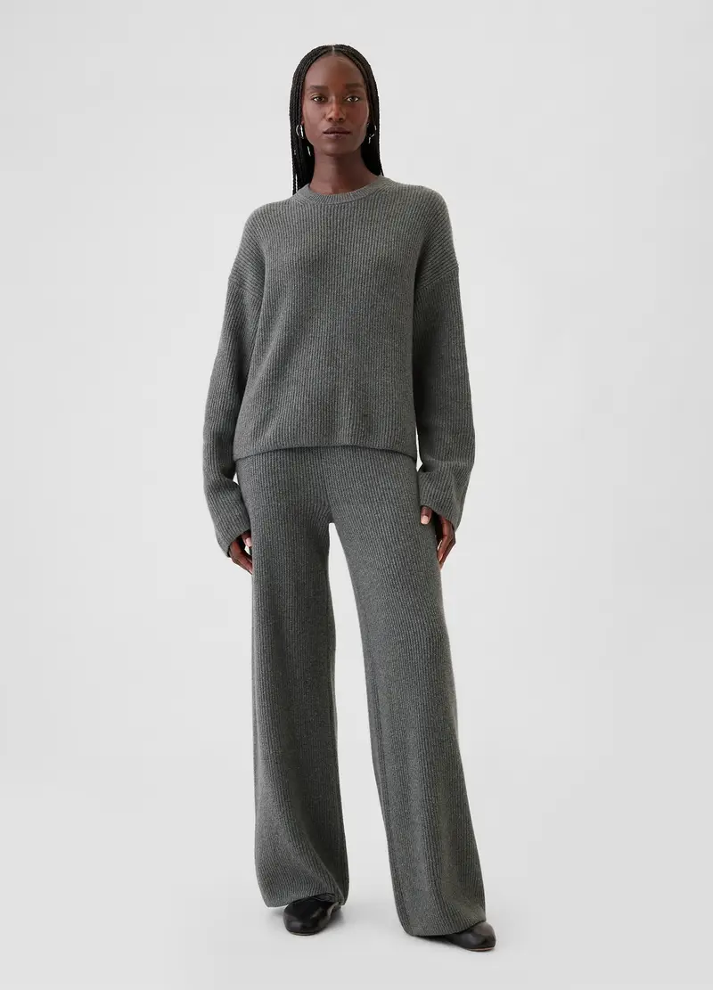 Pullover Cashsoft Oversize A Coste Inglesi, Donna, Grigio miniatura 2