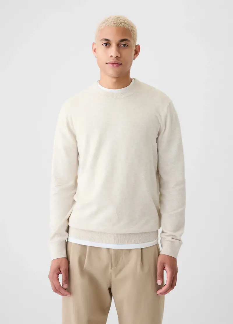 Pullover con scollo rotondo, , Bianco gesso