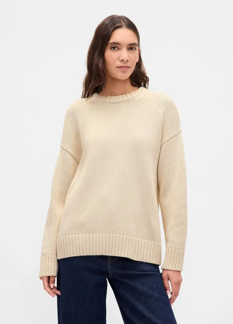 Pullover In Cotone, Donna, Bianco