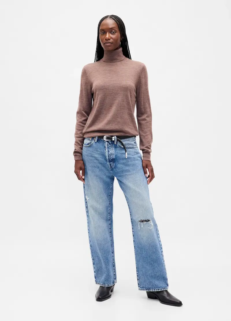 , Pullover Marrone In Lana, Donna, Rosa miniatura 2