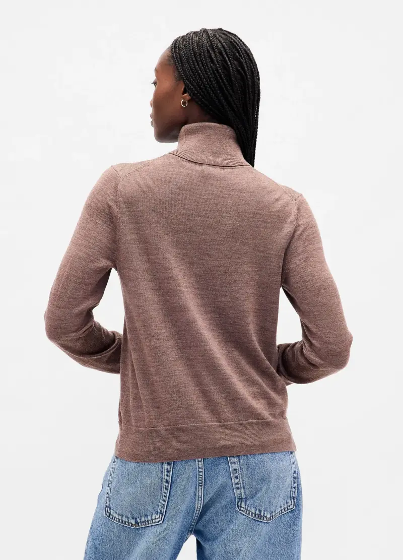 , Pullover Marrone In Lana, Donna, Rosa miniatura 3