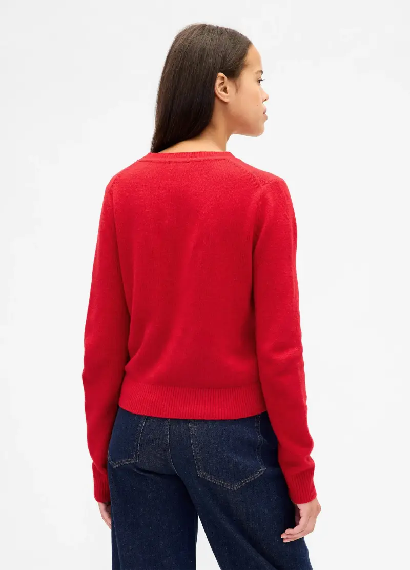 , Pullover Rosso In Misto Cotone E Acrilico, Donna, Rosso miniatura 2