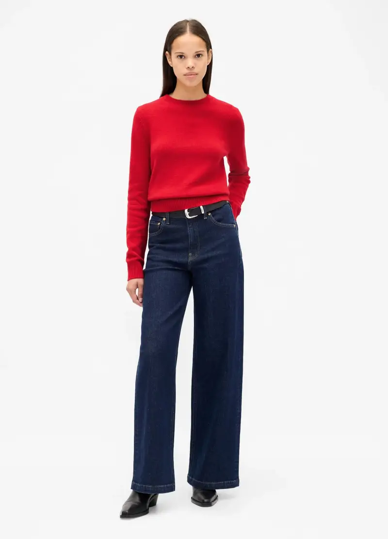 , Pullover Rosso In Misto Cotone E Acrilico, Donna, Rosso miniatura 3