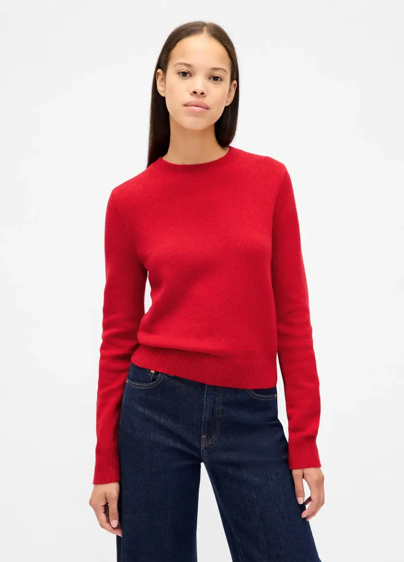 Pullover Rosso In Misto Cotone E Acrilico, Donna, Rosso