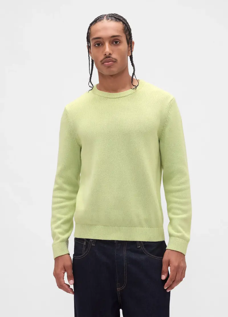 Pullover Verde In Cotone, Uomo, Giallo
