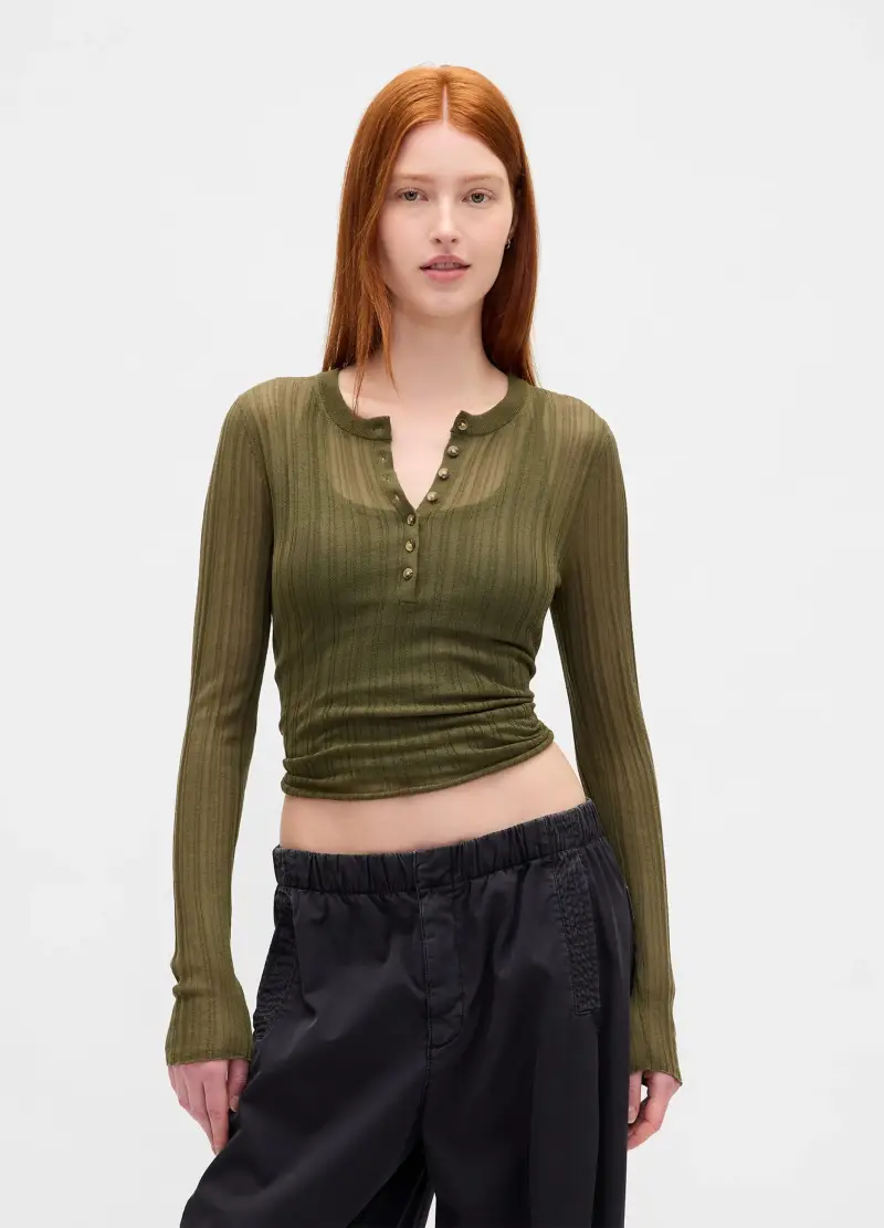 Pullover Verde Leggero In Misto Acrilico E Poliammide, Donna, Verde