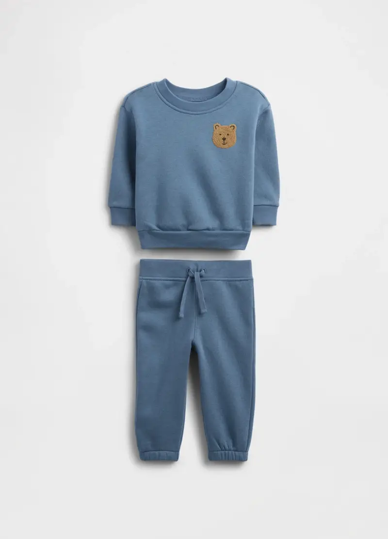 Set con felpa e pantaloni, Azzurro scuro