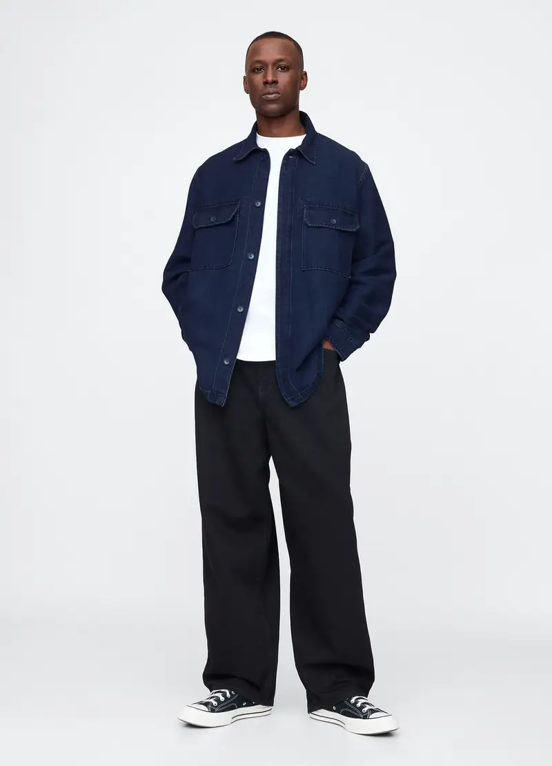 , Shacket Oversize In Denim, Uomo, Denim miniatura 3