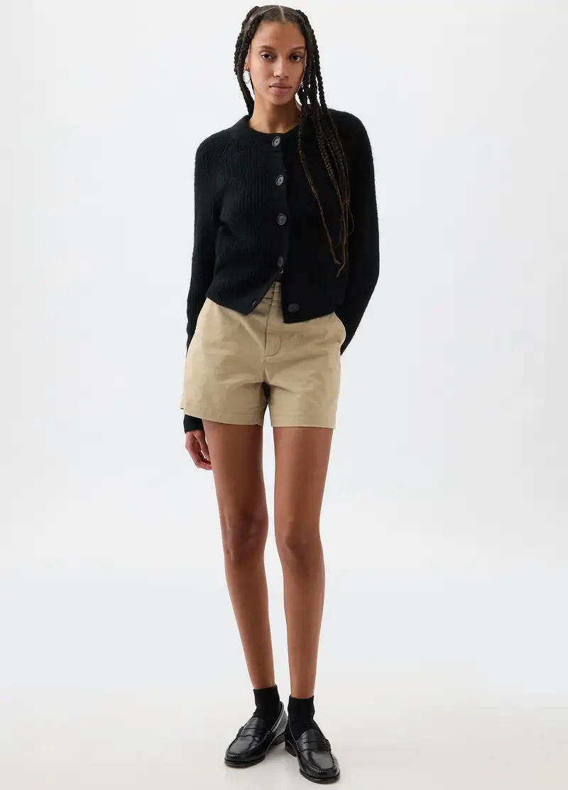 GAP, Shorts Chino In Cotone Stretch, Donna, Beige, Taglia: 34