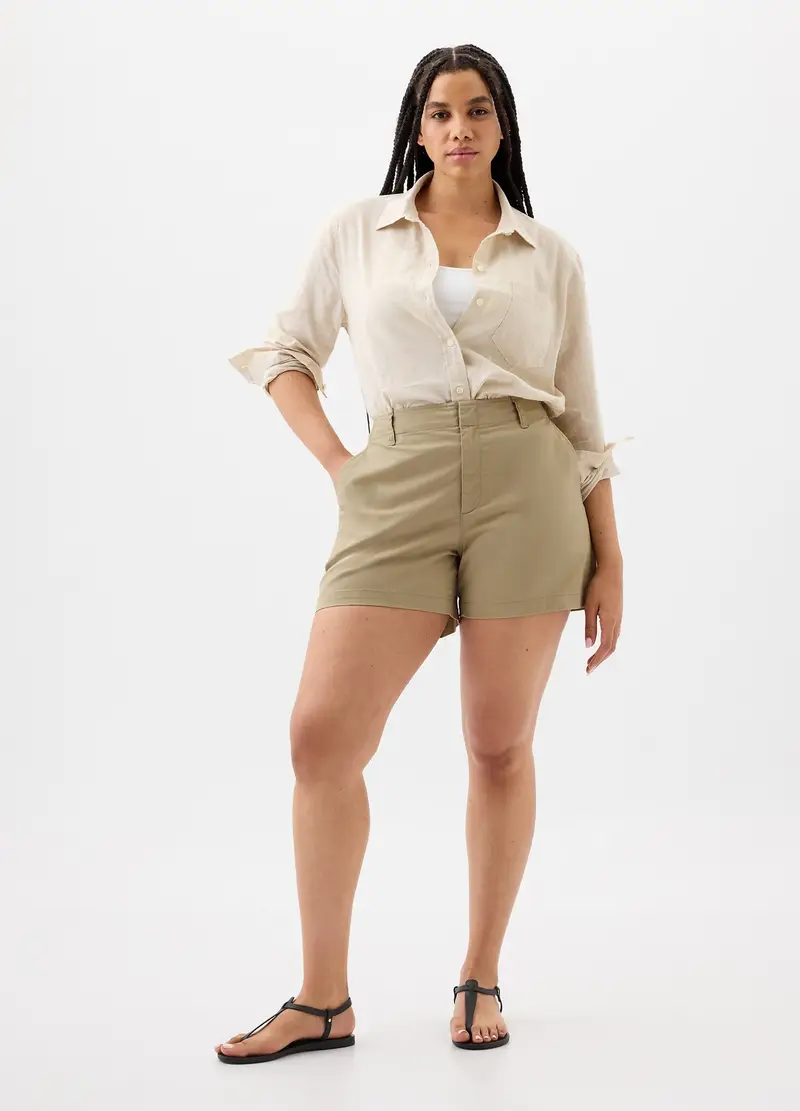 GAP, Shorts Chino In Cotone Stretch, Donna, Beige, Taglia: 34 miniatura 2