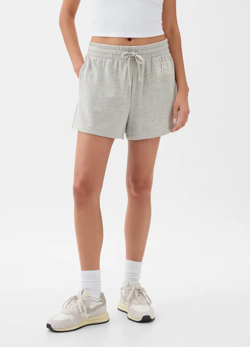 GAP - Shorts in French Terry con ricamo logo, , Grigio chiaro melange, Taglia XS