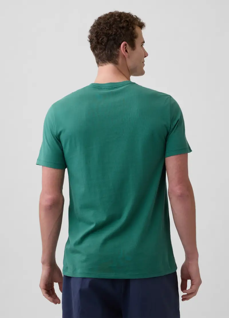 T-shirt A Maniche Corte In Puro Cotone Con Logo, Uomo, Verde