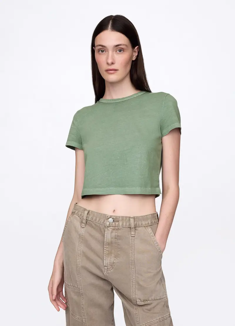 T-shirt Cropped, Donna, Verde