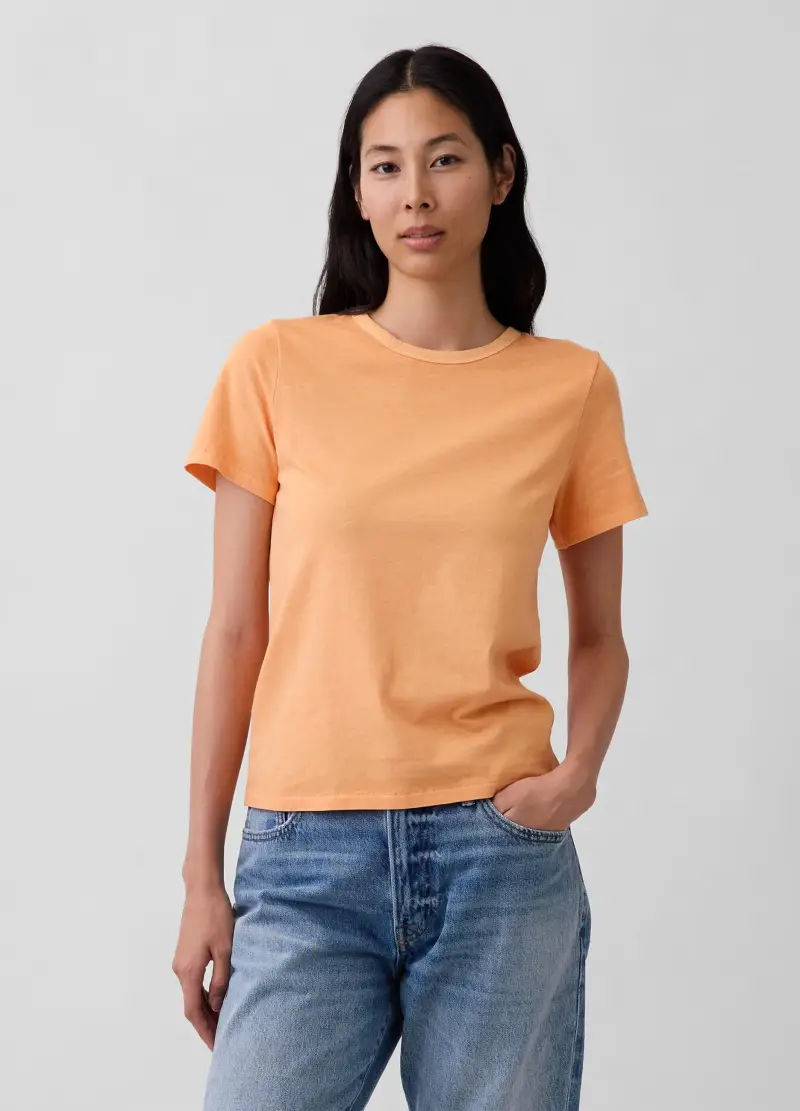T-shirt Girocollo In Puro Cotone Arancione Regular Fit, Donna, Arancione