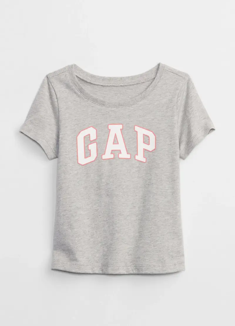 T-shirt in cotone con stampa logo, , Grigio melange