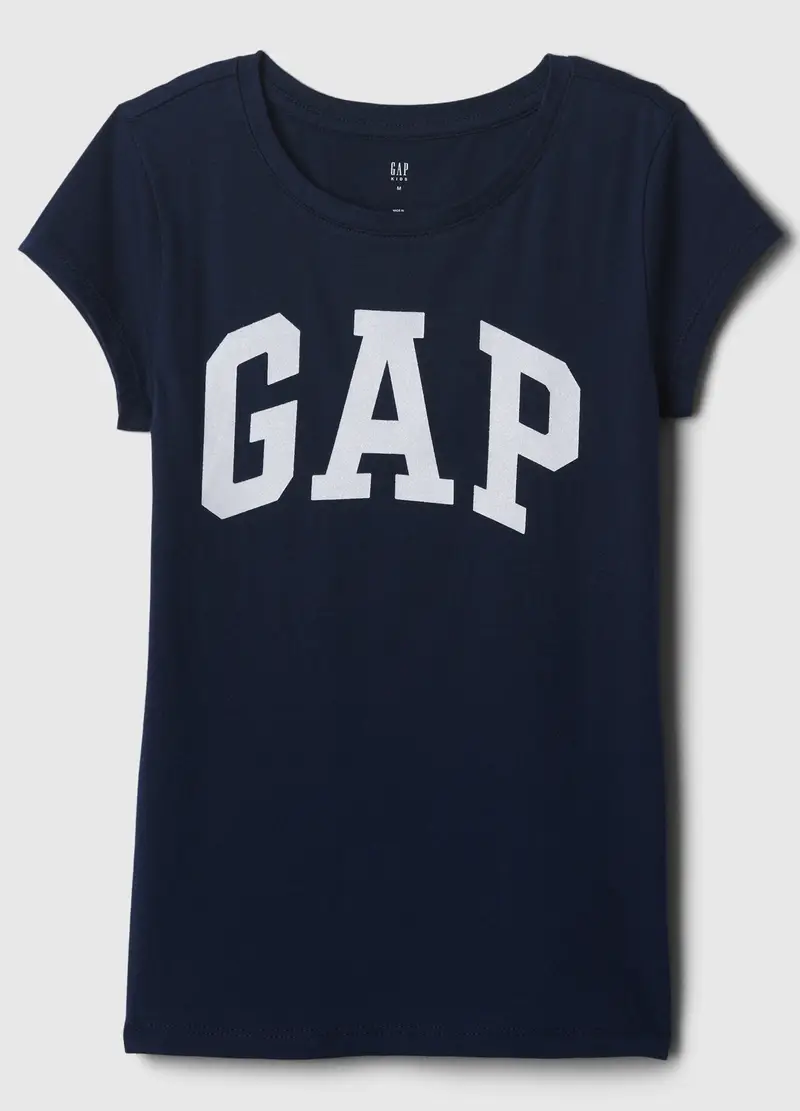 T-shirt in puro cotone regular fit con logo, Bambina, Blu scuro