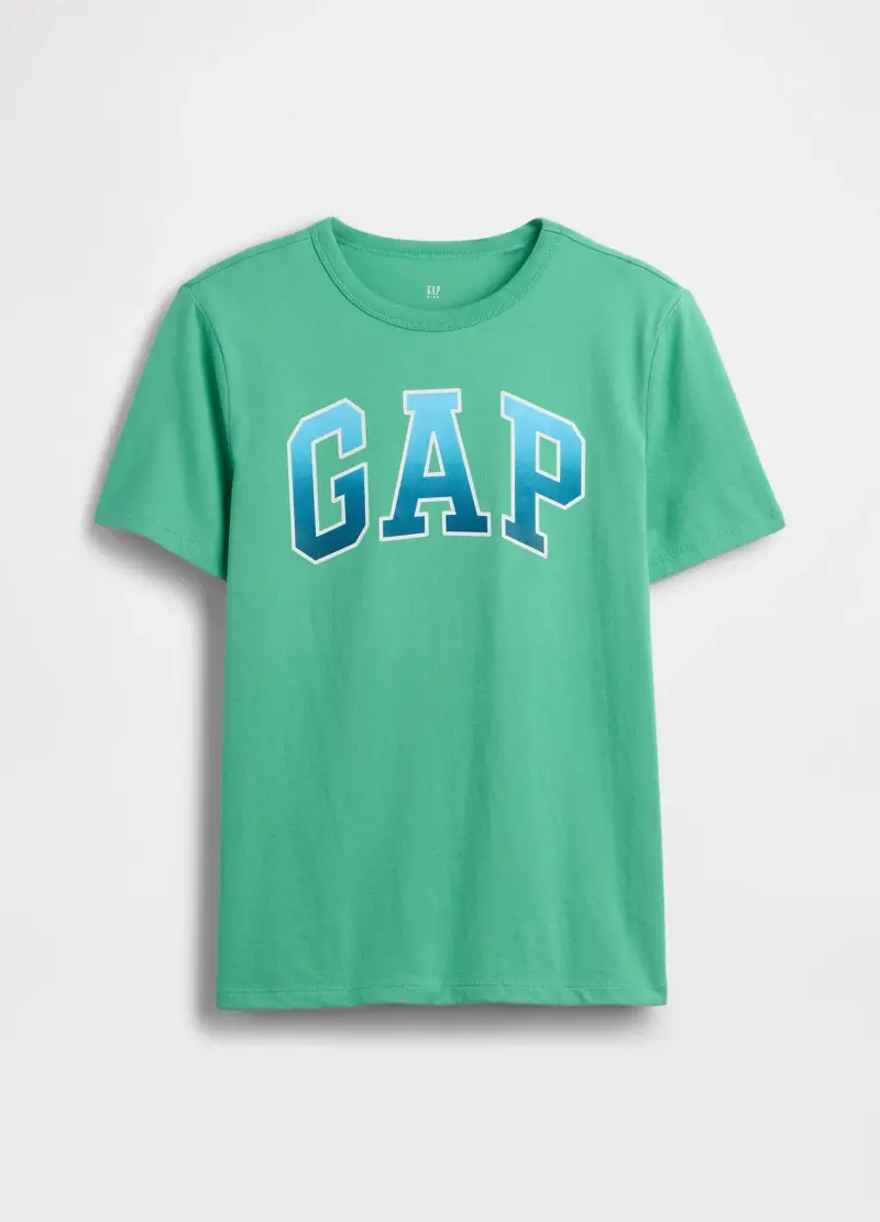T-shirt in puro cotone regular fit con logo, Bambino, Verde foglia