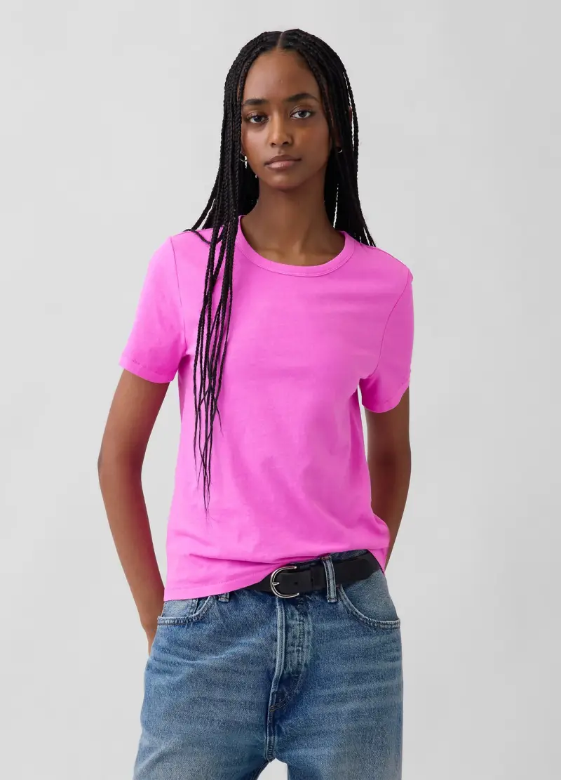 T-shirt In Puro Cotone Rosa Regular Fit, Donna, Rosa