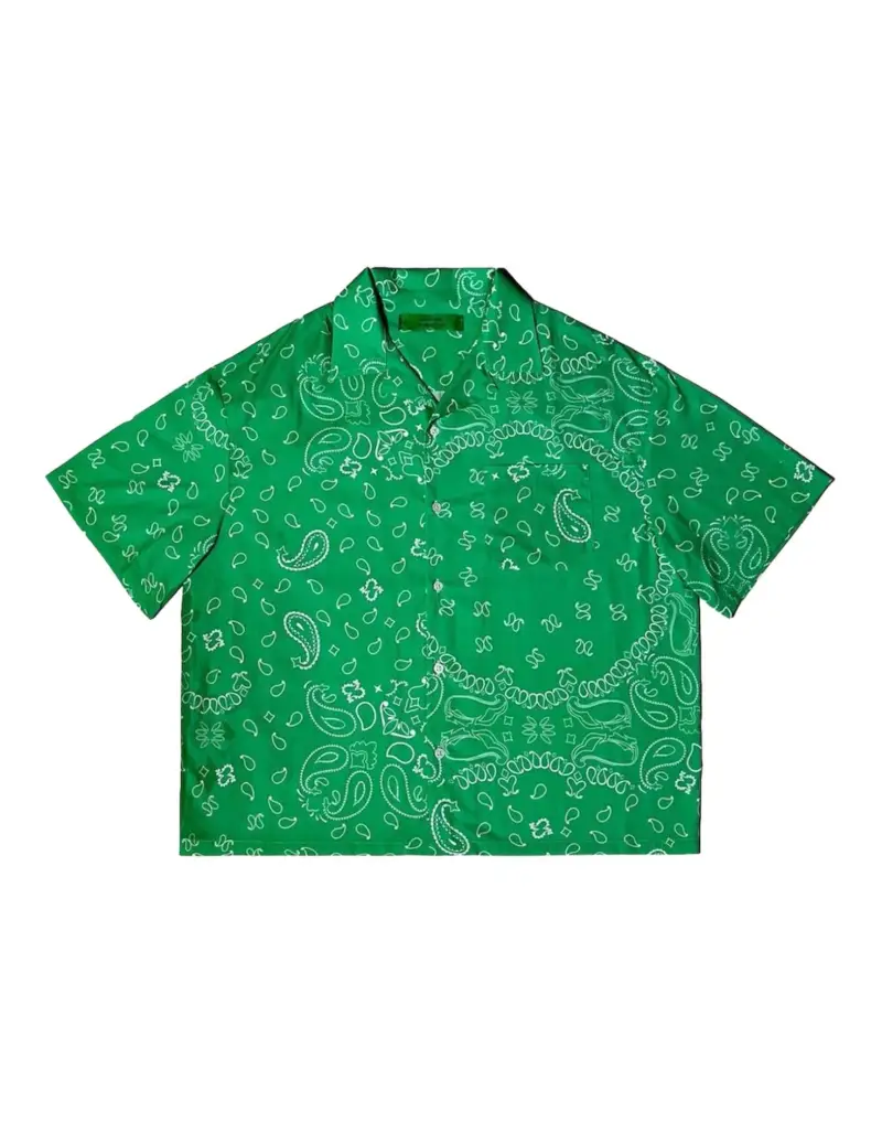 Garment Workshop Paisley bandana shirt camicia maniche corte unisex - Emerald green L