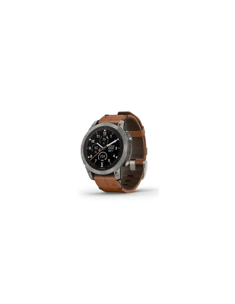 Orologio GARMIN Fenix 7 Pro Sapphire Solar Edition 010-02777-30 Titanium con cinturino in pelle Chestnut