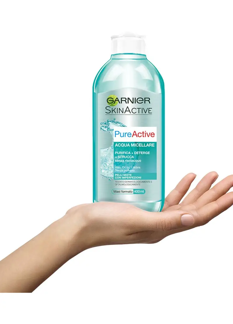 Garnier Acqua Micellare Pelli Miste, Purifica, Deterge E Strucca Senza Risciacquo, 400 Ml., Donna, Bianco miniatura 2