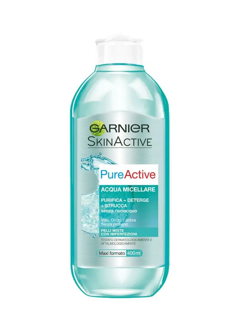 Garnier Acqua Micellare Pelli Miste, Purifica, Deterge E Strucca Senza Risciacquo, 400 Ml., Donna, Bianco