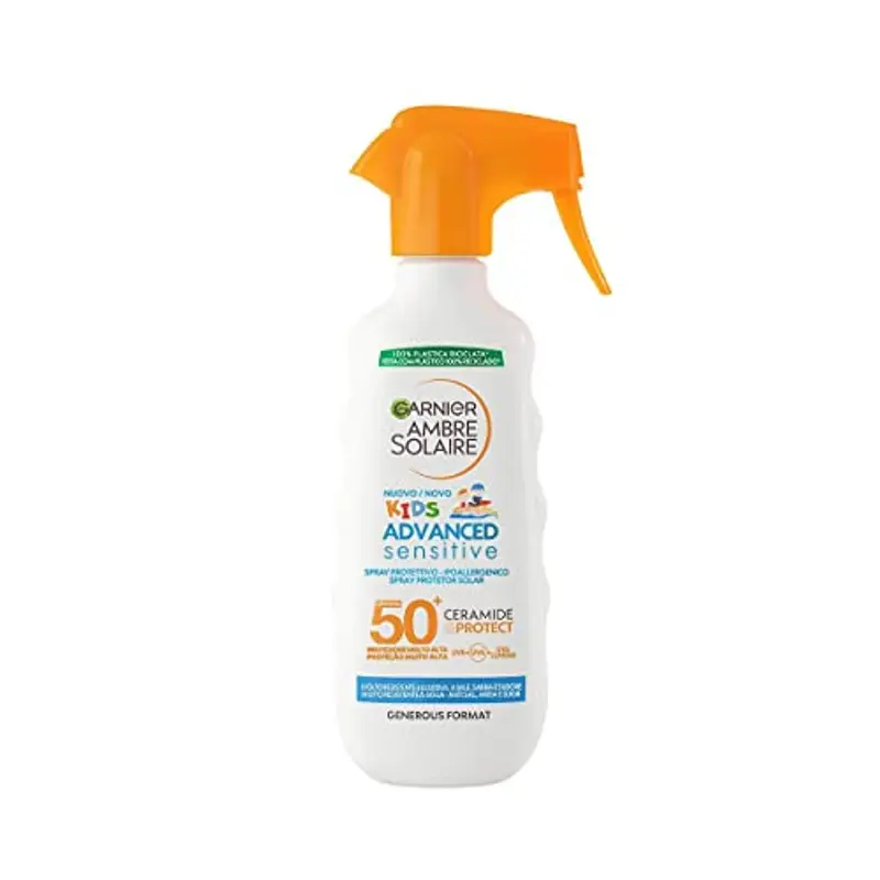 Garnier Ambre Solaire Advanced Sensitive Kids Ceramide Protect Spray Gachette Protettivo SPF50+, 270 ml
