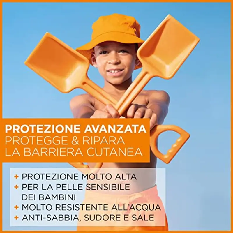 Garnier Ambre Solaire Advanced Sensitive Kids Ceramide Protect Spray Gachette Protettivo SPF50+, 270 ml miniatura 3