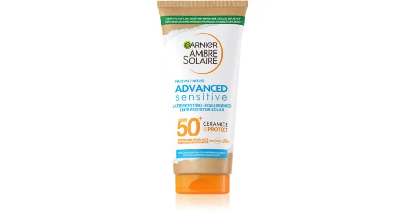 Ambre Solaire Sensitive Advanced latte abbronzante protettivo con ceramidi SPF 50+ 200 ml