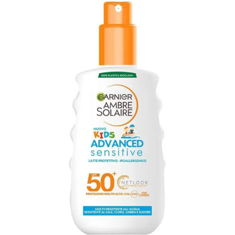 Garnier Ambre Solaire - Solare protettivo Kids spf 50+ Netlock Technology 200 ml