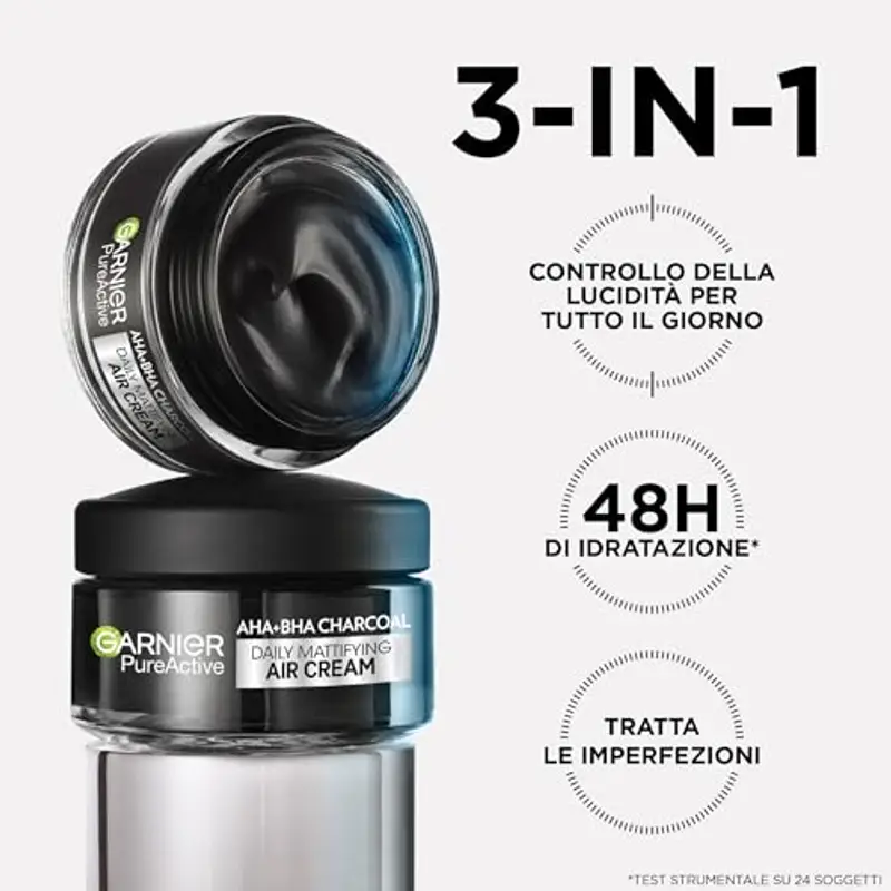 Garnier Crema Opacizzante 3-in-1, Per Pelli Grasse e Con Imperfezioni, Idratazione e Controllo del Sebo, Arricchita con miniatura 3