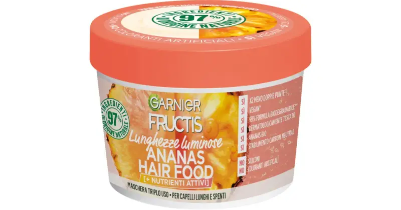 Fructis Ananas Hair Food maschera rivitalizzante per capelli lunghi 390 ml