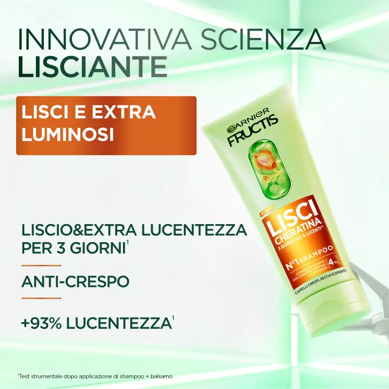 Fructis Fructis Lisci Cheratina Shampoo - Shampoo lisciante, Capelli lisci miniatura 2