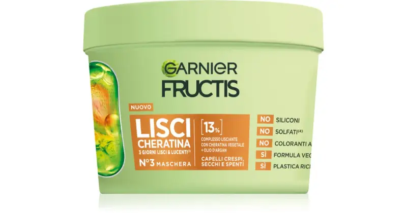 Fructis Lisci Cheratina maschera per capelli nutriente per la brillantezza 370 ml