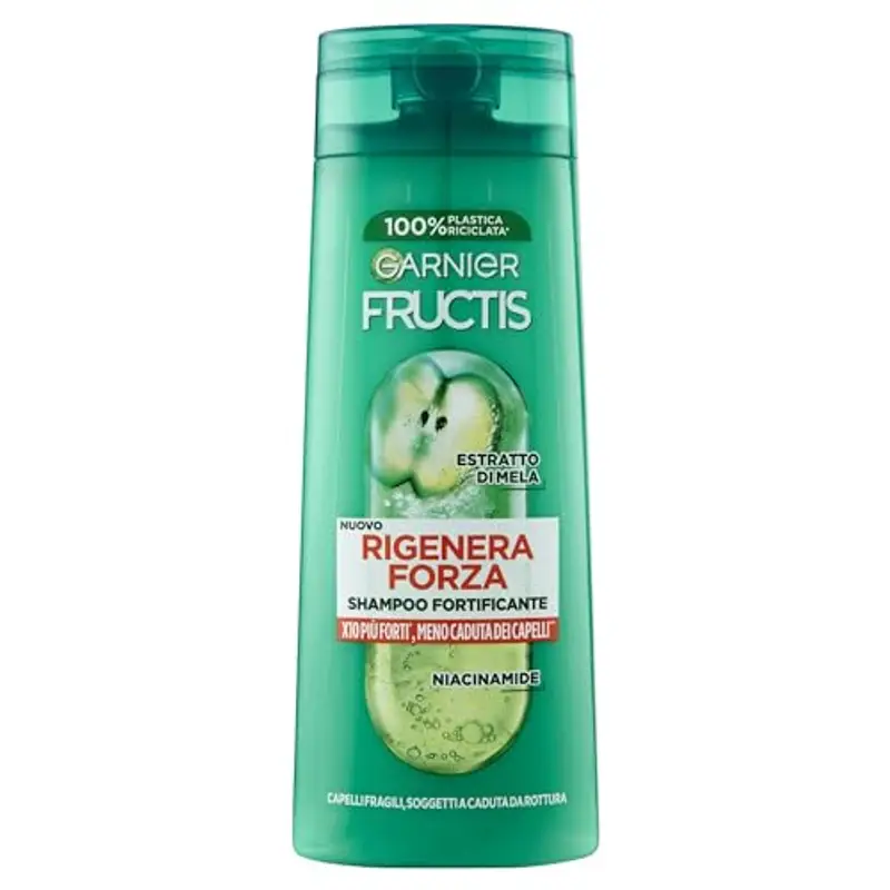Garnier Fructis Shampoo Fortificante, Per Capelli Fragili, Anti-Rottura, Effetto Rinforzante, Con Estratto di Mela e