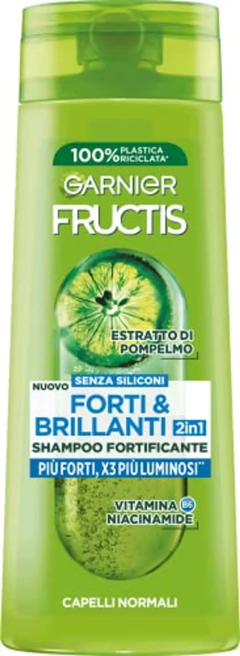 Garnier Fructis Shampoo Fortificante, Per Capelli Normali, Per Capelli Forti e Luminosi, Con Estratto di Pompelmo e