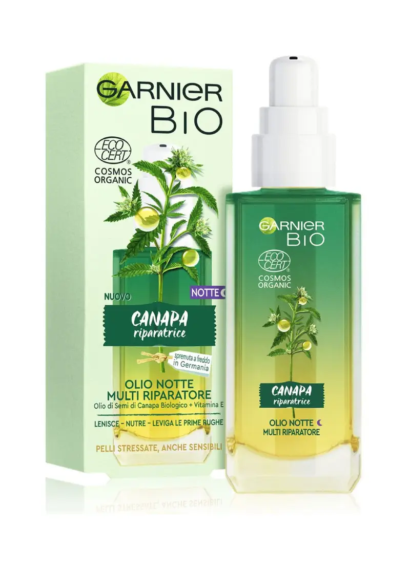 GARNIER, Garnier Olio Viso Notte Bio, Olio Notte Multi Riparatore Con Olio Di Semi Di Canapa Biologico E Vitamina E, Per Pelli Stressate, Anche Sensibili E Prime Rughe, 30 Ml., Donna, Bianco, Taglia: FASUL
