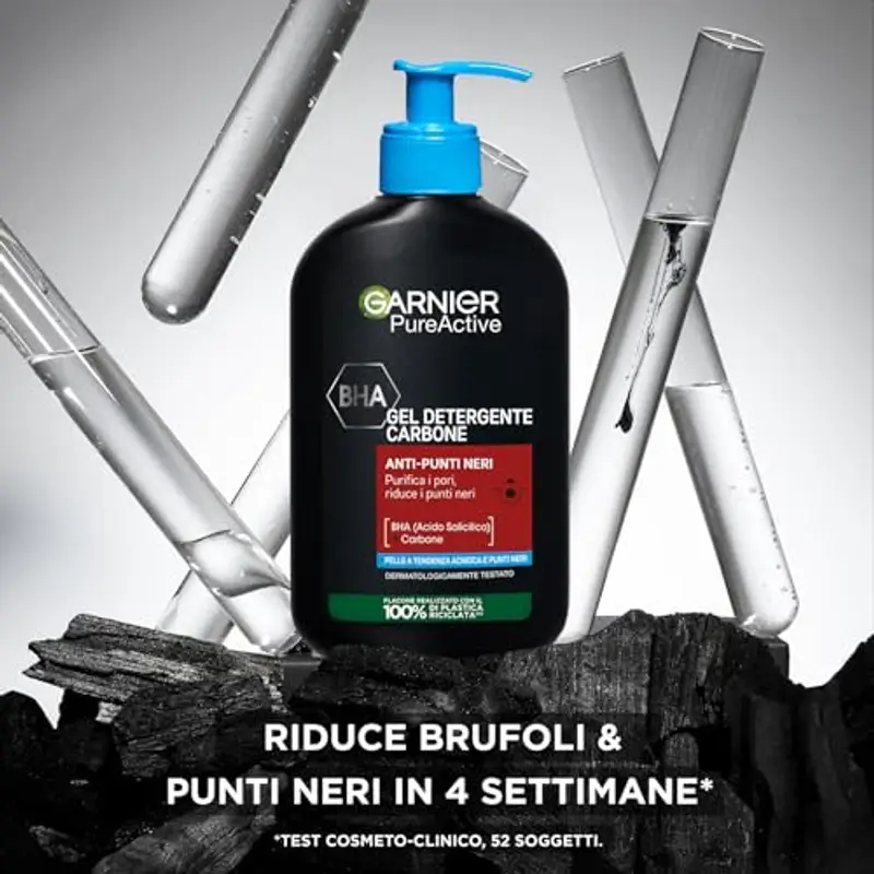 Garnier Gel Detergente, Per Pelli a Tendenza Acneica, Pulisce e Libera i Pori, Arricchito con Carbone Attivo, BHA miniatura 2