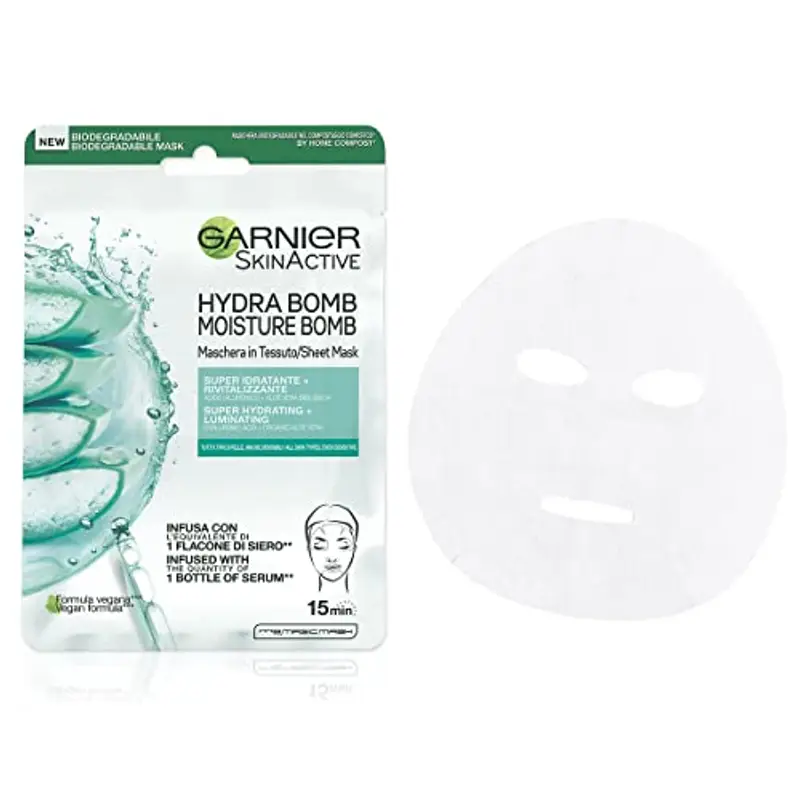 Garnier Maschera in Tessuto Skin Active Hydra Bomb, Formula Super Idratante e Rivitalizzante, Per Tutti i Tipi di Pelle, Con Acido Ialuronico e Aloe Vera Biologica, 28 gr miniatura 3