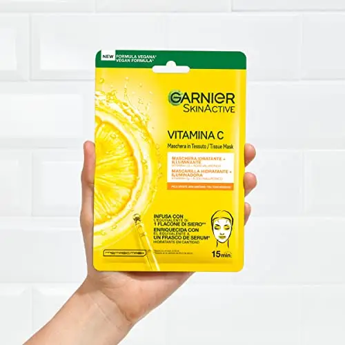 Garnier Maschera in Tessuto Skin Active Hydra Bomb, Idratante e Illuminante, Con Vitamina C e Acido Ialuronico, Per miniatura 3