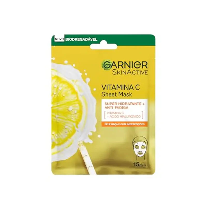 Garnier Maschera in Tessuto Skin Active Hydra Bomb, Idratante e Illuminante, Con Vitamina C e Acido Ialuronico, Per Pelli Spente e Non Uniformi, 28 g