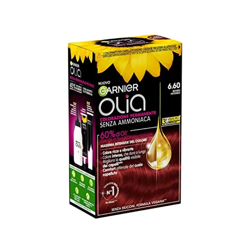 Garnier Olia Bold Tinta Capelli, Colorazione Permanente Senza Ammoniaca, Copre il 100% dei Capelli Bianchi, Con Oli di Fiore di Origine Naturale, Formula Vegana, Rosso Intenso miniatura 2