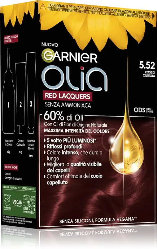 Olia tinta permanente per capelli colore 5.52 Rosso Ciliegia