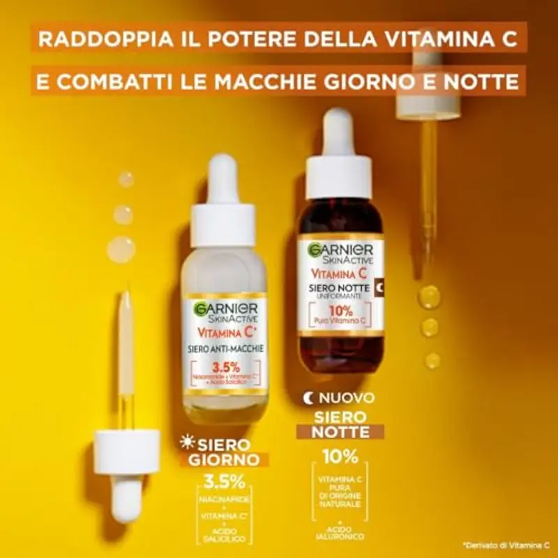 Garnier Routine Completa Vitamina C, Kit con Siero Anti-Macchie e Siero Notte Uniformante, Per Pelli Spente e con miniatura 2
