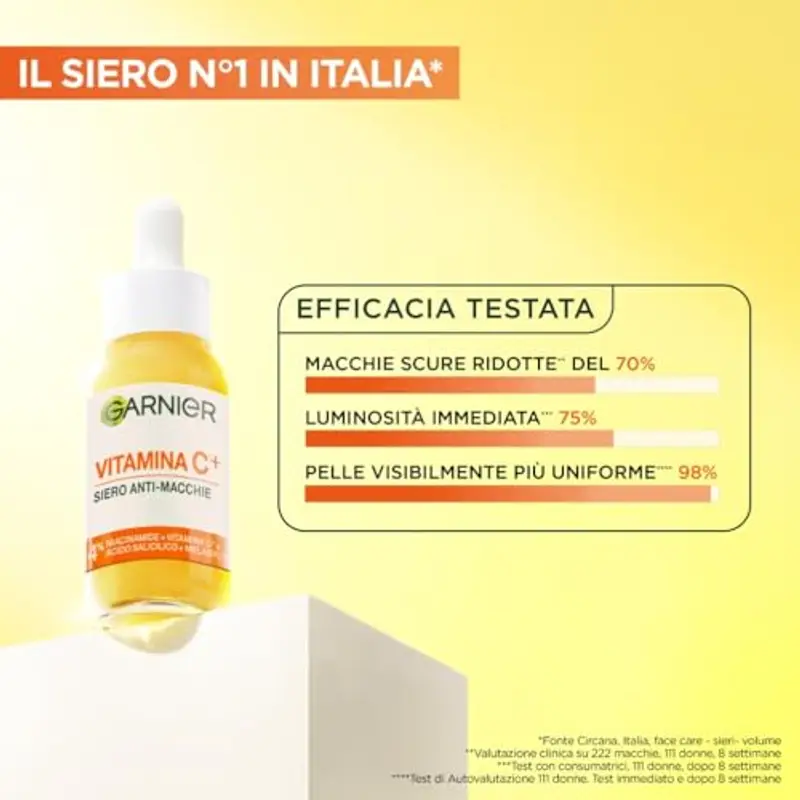 Garnier Siero Viso Anti-Macchie, Per Tutti i Tipi di Pelle, Pelle Luminosa e Macchie Scure Ridotte, Formula con miniatura 3