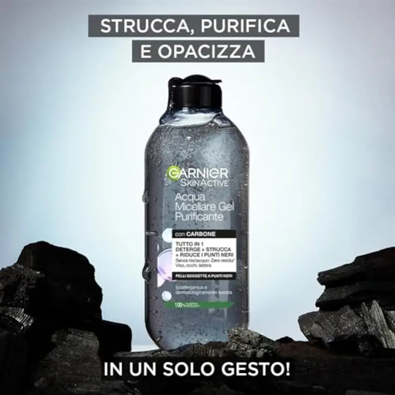 Garnier SkinActive Acqua Micellare Gel Purificante con Carbone, Detergente e Opacizzante, Per Tutti i Tipi di Pelle miniatura 3