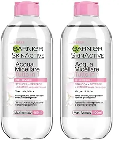 Garnier SkinActive, Acqua Micellare Tutto in 1, Pelli sensibili, Maxi formato, 400 ml