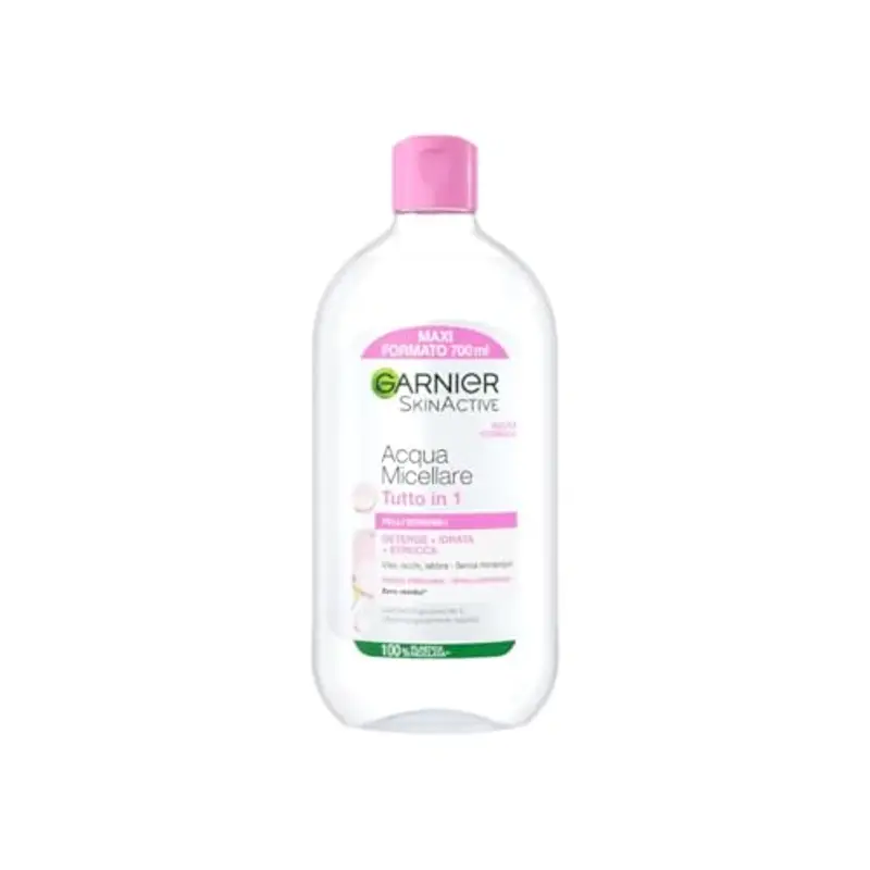 Garnier SkinActive Acqua Micellare Tutto in 1, Per Pelli Sensibili, 100% del Trucco Rimosso, Pelle Detersa e Idratata per 12H, Senza Residui e Senza Risciacquo, Con Micelle e Glicerina, 700 ml