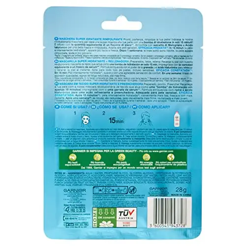Garnier SkinActive Hydra Bomb Maschera Viso in Tessuto Super Idratante Energizzante per Pelli da Dissetare, 32 ml miniatura 3