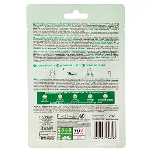 Garnier SkinActive Hydra Bomb Maschera Viso in Tessuto Super Idratante Opacizzante per Pelli Miste o Grasse, 32 gr miniatura 3